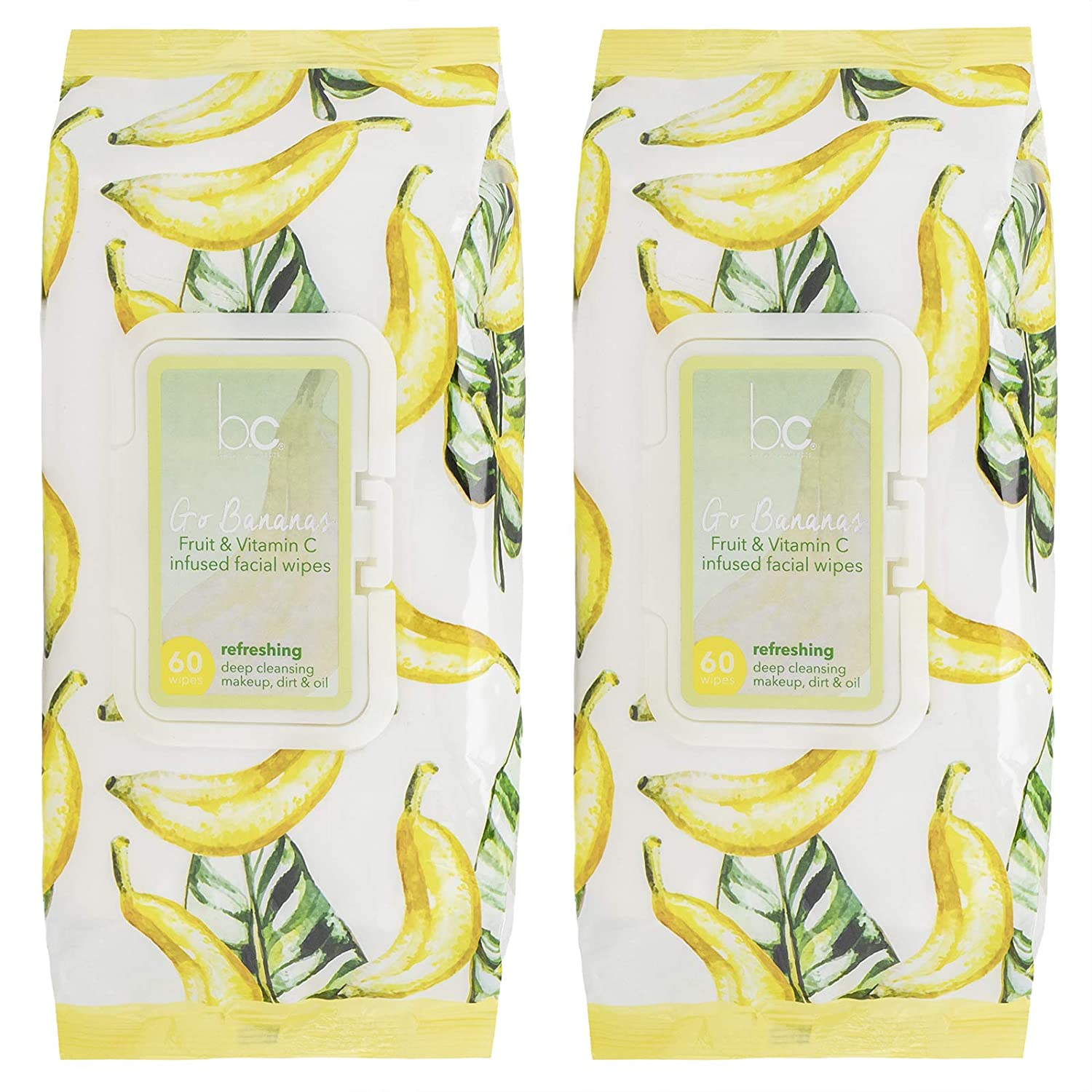Beauty Concepts - 2 Pack (60 Count Each) Go Bananas Fruit & Vitamin C Infused Facial Wipes