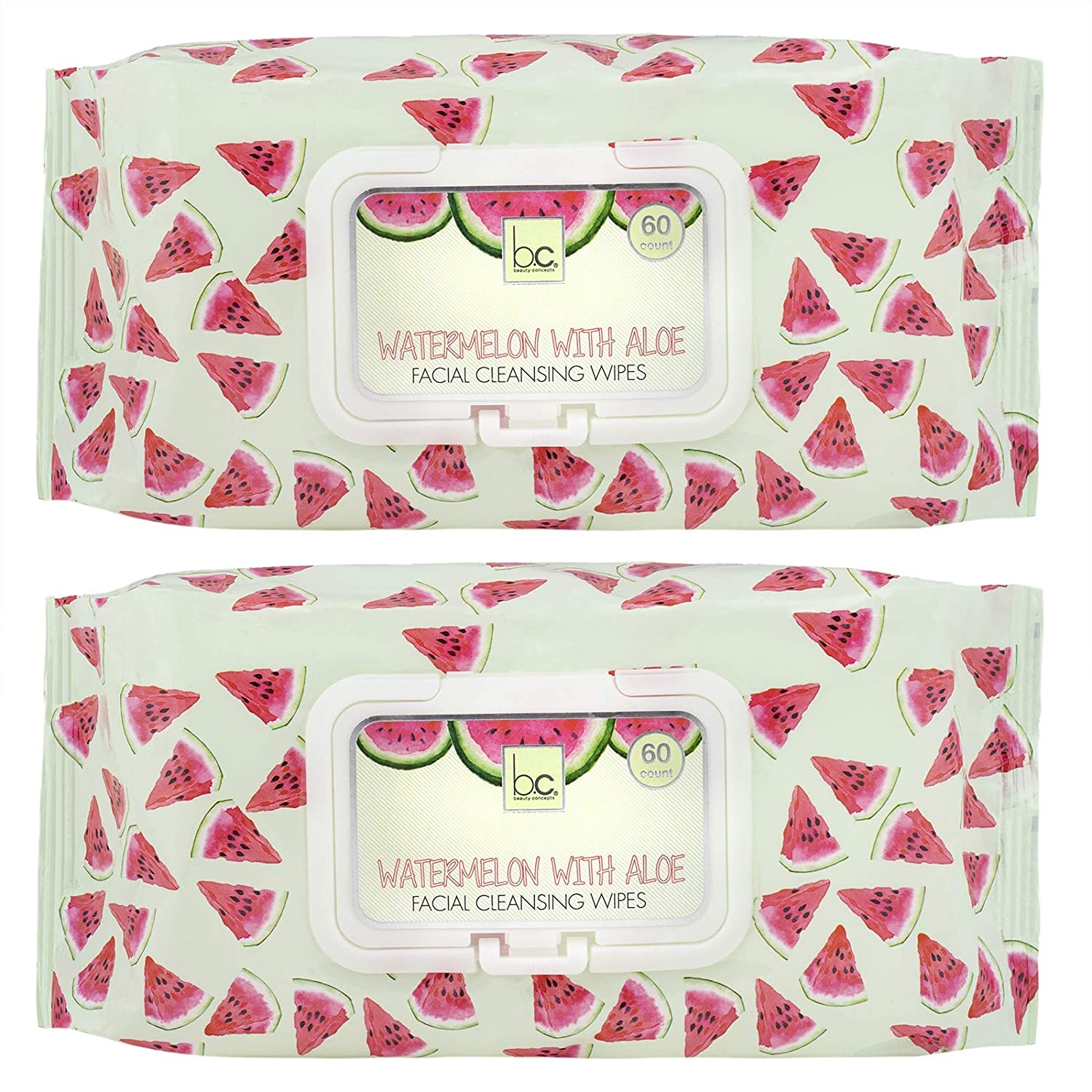 Beauty Concepts - 2 Pack (60 Count Each) Watermelon Detoxifying Facial Wipes