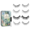 Nicole Miller Faux Eyelash Collection with Lash Glue in Tin Case, Set of Four False Lashes (Printed Floral Tin)
