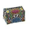 Nicole Miller Makeup Bag, Travel Toiletry Bag, and Cosmetic Bag- Multicolor Faux Leather Snakeskin Print (Loaf Bag)