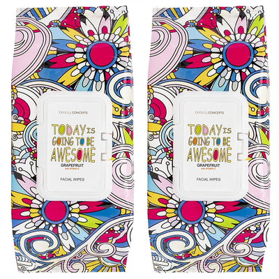 Beauty Concepts - 2 Pack (60 Count Each) Grapefruit with Vitamin C Facial Cleansing Wipes