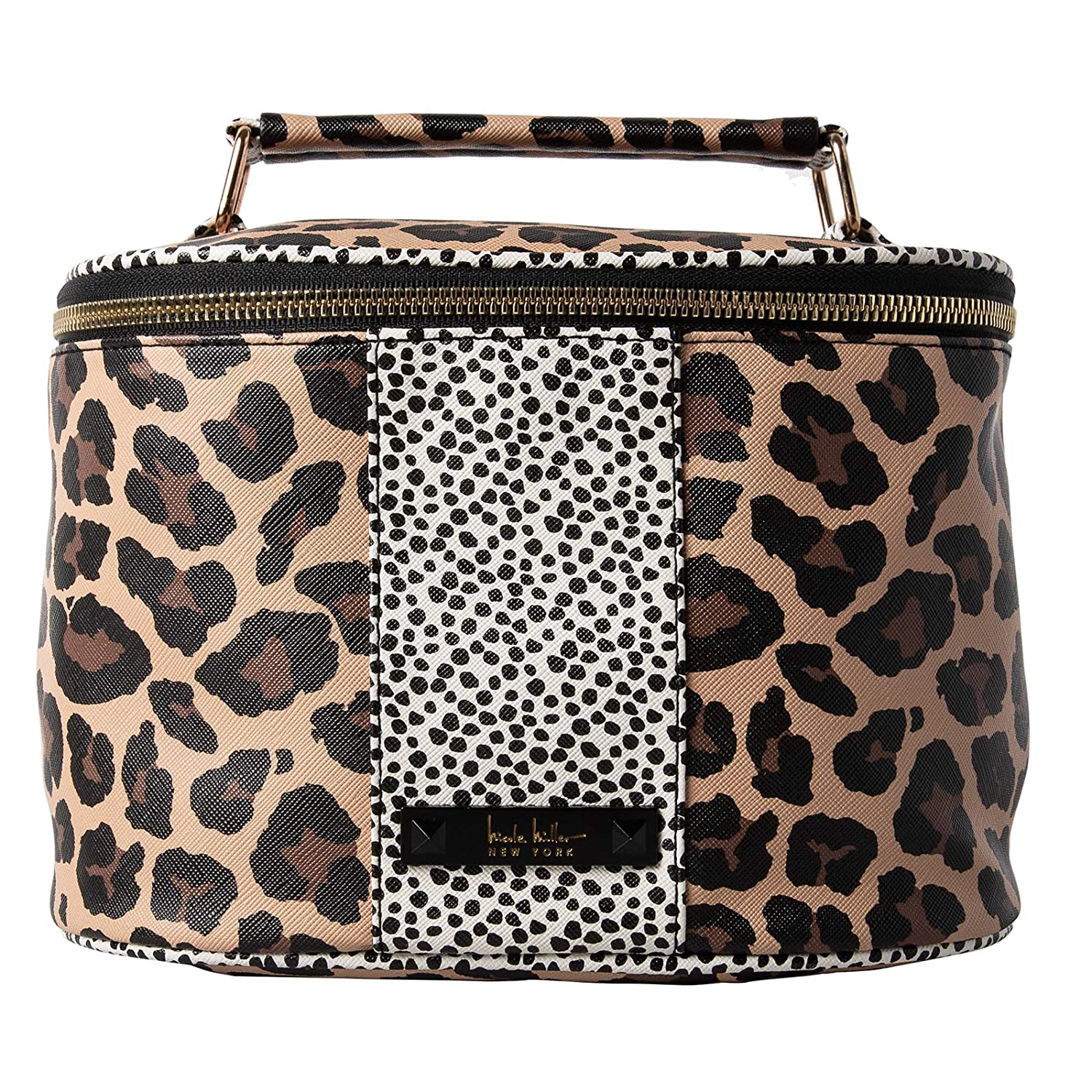 Nicole Miller Makeup Bag, Travel Toiletry Case, and Cosmetic Bag- Large Makeup Organizer with Top Handle (Animal Print)