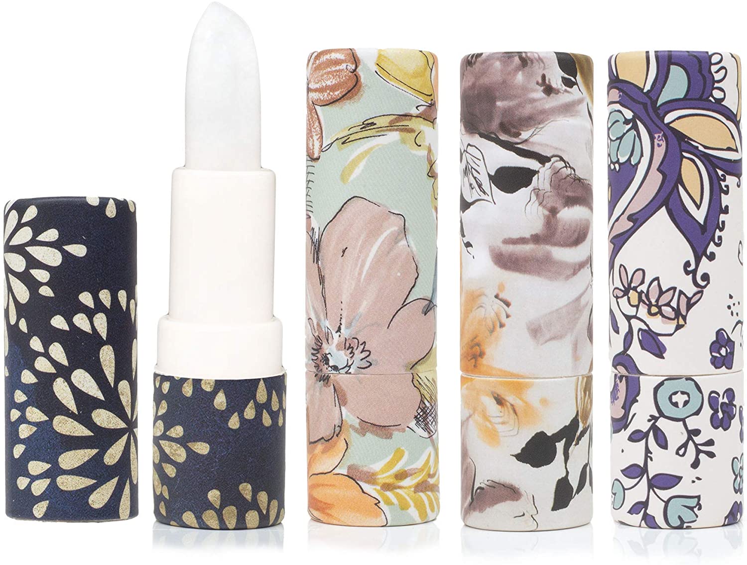 Live Green Four Piece Lip Balm Collection, Lip Butter Collection (Peony, Lavender, Vanilla Bean, Tea Tree)