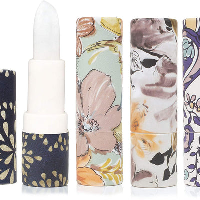 Live Green Four Piece Lip Balm Collection, Lip Butter Collection (Peony, Lavender, Vanilla Bean, Tea Tree)