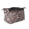 Nicole Miller Makeup Bag, Travel Toiletry Bag, and Cosmetic Bag- Pink Faux Leather Snakeskin Print (Small Clutch Bag)