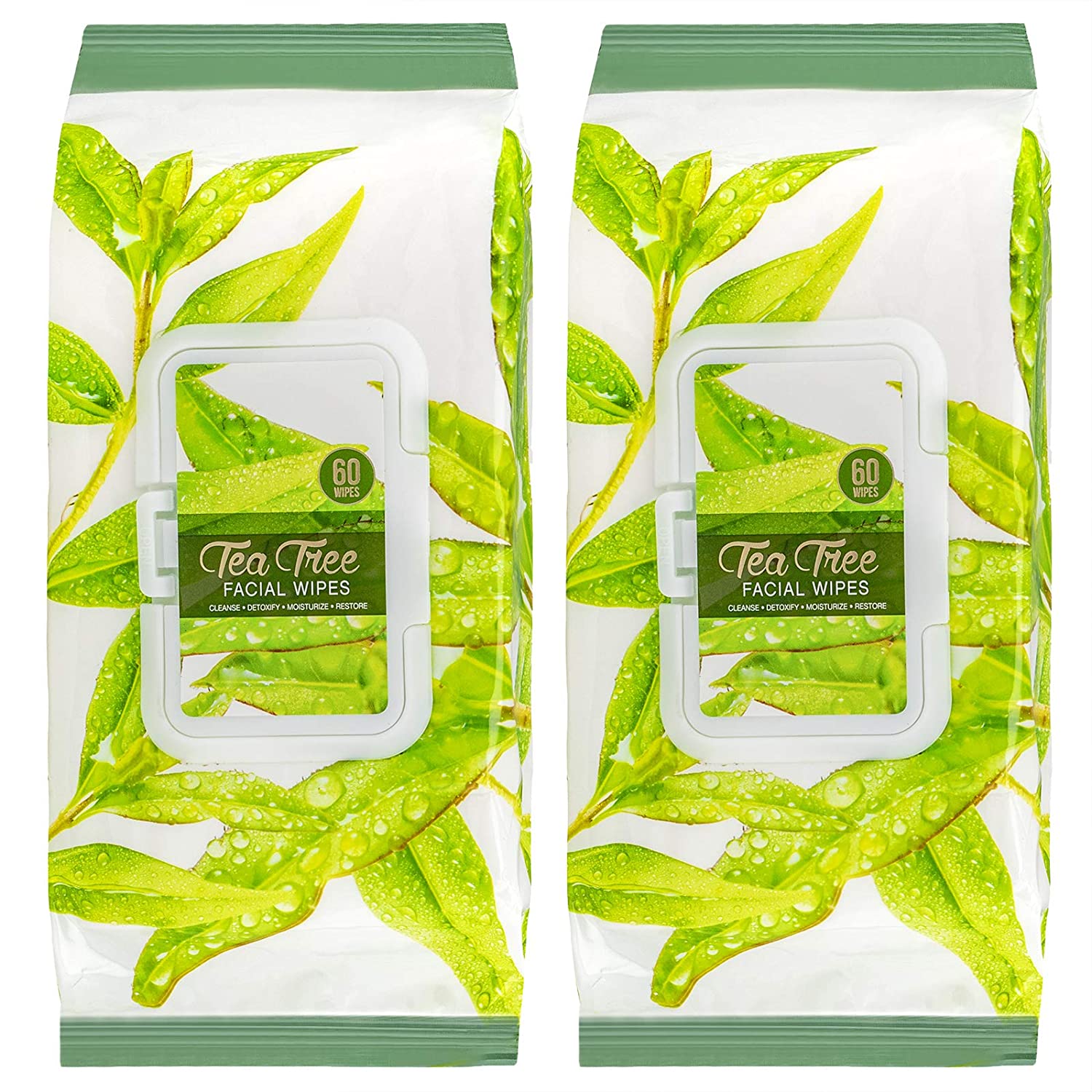 2 Pack Tea Tree Facial Cleansing Wipes by Body Prescriptions