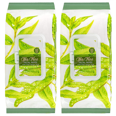 Body Prescriptions -2 Pack (60 Count Each) Tea Tree Facial Cleansing Wipes
