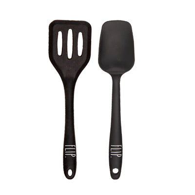 Rae Dunn Everyday Collection 2 Piece Mini Spatula Set, Silicone Kitchen Tools, Spatula and Slotted Spatula