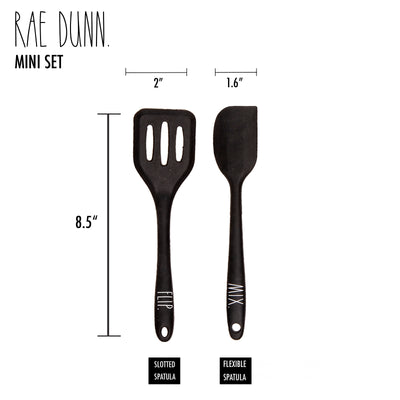 Rae Dunn Everyday Collection 2 Piece Mini Spatula Set, Silicone Kitchen Tools, Spatula and Slotted Spatula